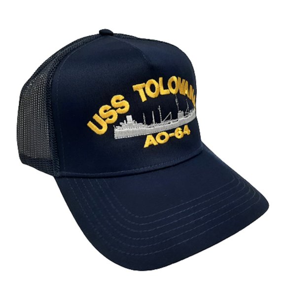 USS Tolovana AO-64 Mesh Snapback Hat Cap Blue Embroidered U.S.Navy - Picture 2 of 4
